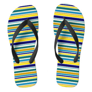 Yellow Blue Stripes Thongs