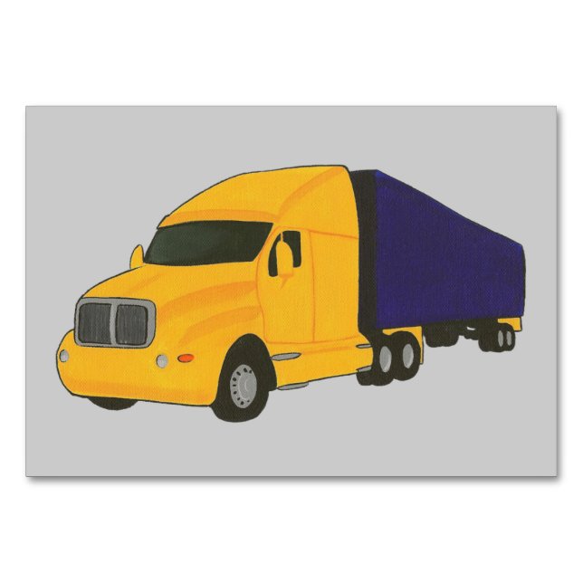 Yellow Blue Truck Reading Flashcards for Adults Table Number (Front)