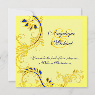 Yellow blue wedding anniversary engagement invitation