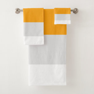 Yellow, blue, white, and black stripes bath towel set