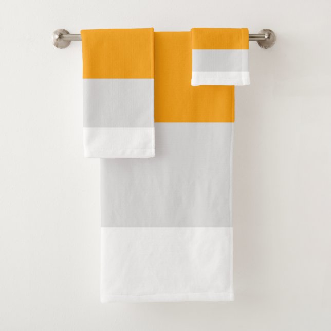 Yellow, blue, white, and black stripes bath towel set (Insitu)