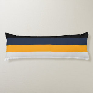 Yellow, blue, white, and black stripes body cushion