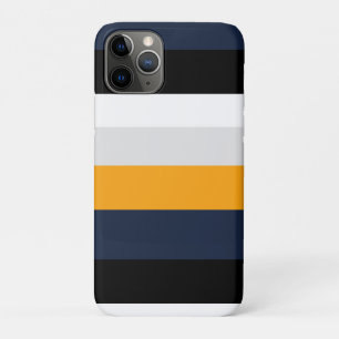 Yellow, blue, white, and black stripes iPhone 11 pro case