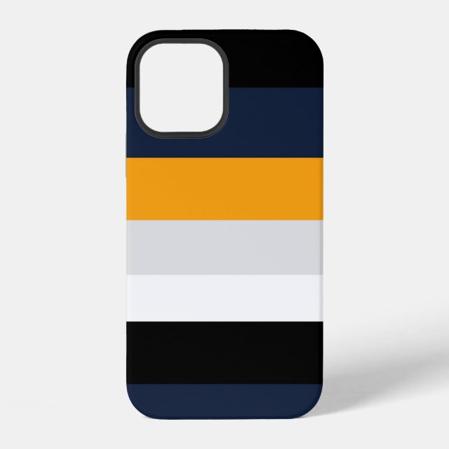 Yellow, blue, white, and black stripes iPhone case (Back)