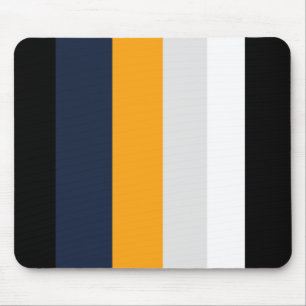 Yellow, blue, white, and black stripes mouse pad