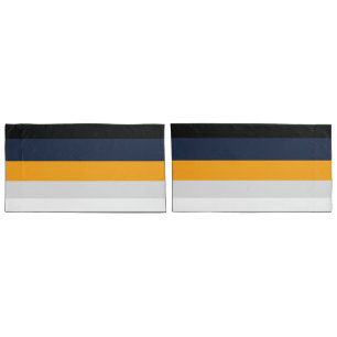 Yellow, blue, white, and black stripes pillowcase