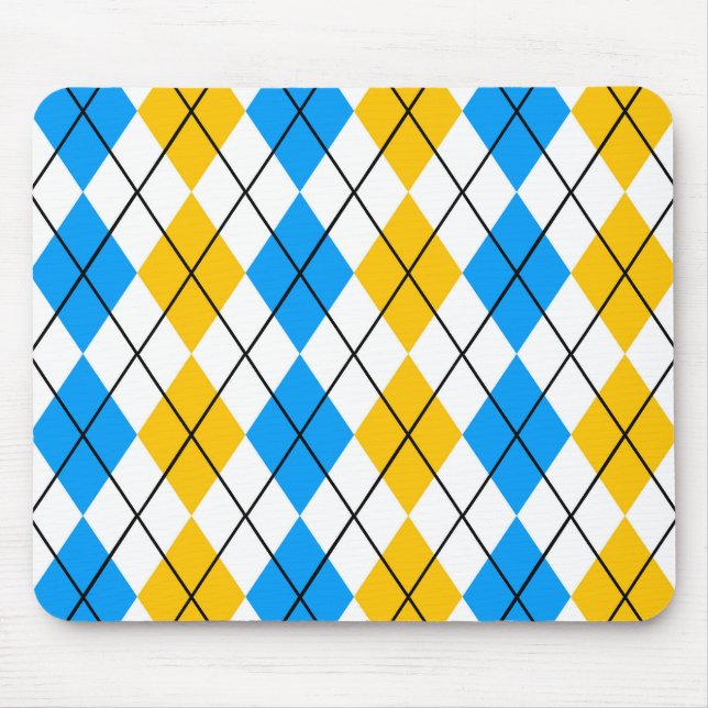 Yellow Blue White Argyle Diamond Design  Mouse Pad (Front)