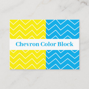 Yellow Blue White Chevron Color Block Pattern Business Card