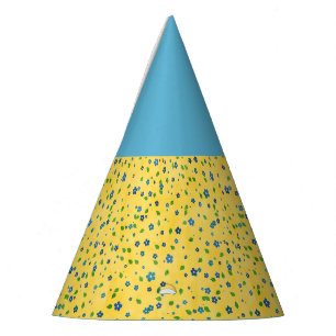 Yellow blue wildflower birthday picnic party hat