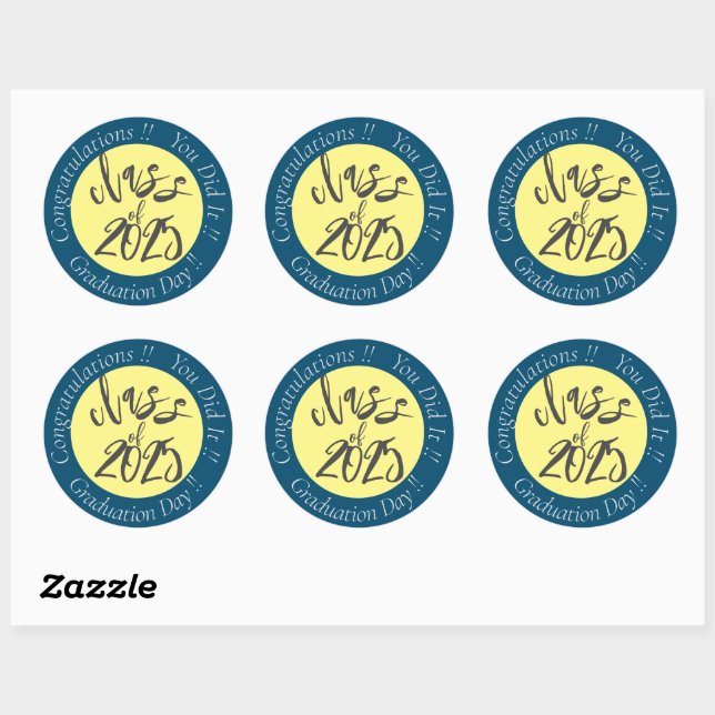 Yellow Blue You Did It Class of 2023 Graduation Classic Round Sticker (Sheet)