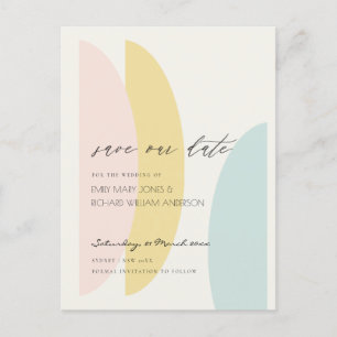 YELLOW BLUSH AQUA BLUE WEDDING SAVE OUR DATE POSTCARD