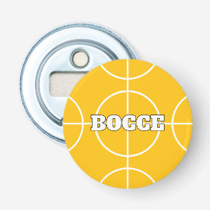 Yellow Boccie Ball bottle opener fridge magnet