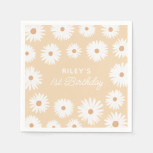 Yellow Boho Daisy Birthday Party Napkin