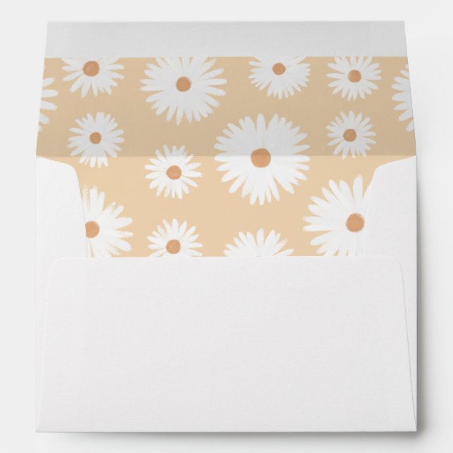 Yellow Boho Daisy Floral Girl Baby Shower Envelope (Back (Bottom))