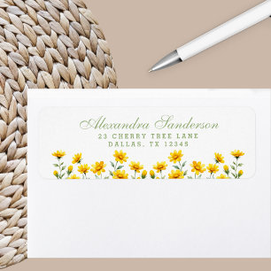Yellow Boho Floral Wildflower Return Address Return Address Label