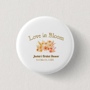 yellow boho love in Bloom bridal shower name retro 3 Cm Round Badge