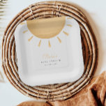 Yellow Boho Sunshine  Baby Shower Paper Plates<br><div class="desc">The featured item is a "Sunshine Boho Baby Shower Paper Plate." This square-shaped plate showcases a modern and stylish design perfect for a bohemian-themed baby shower.</div>
