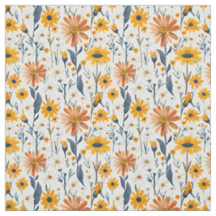 Yellow Boho Wildflowers Fabric
