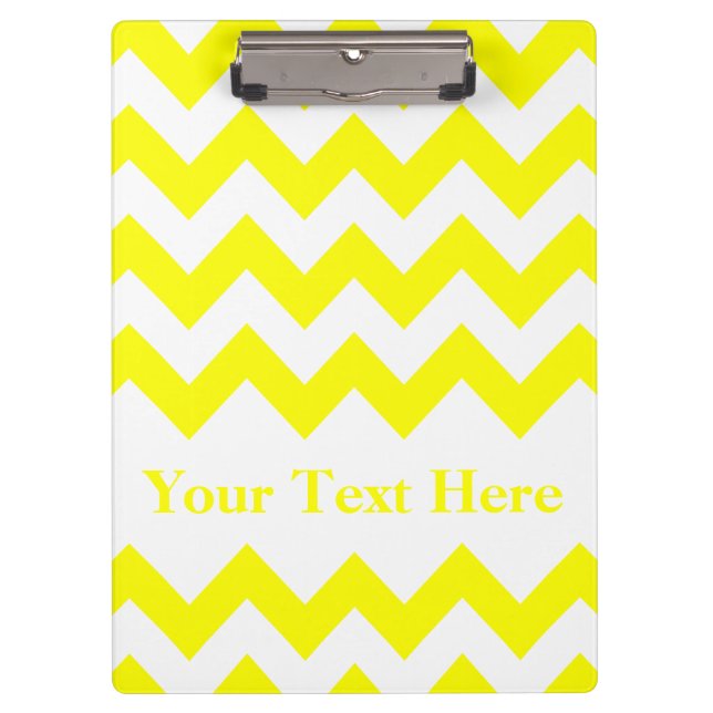 Yellow Bold Chevron with customisable text Clipboard (Front)