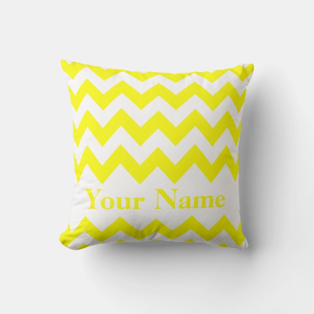 Yellow Bold Chevron with monogram Cushion (Front)