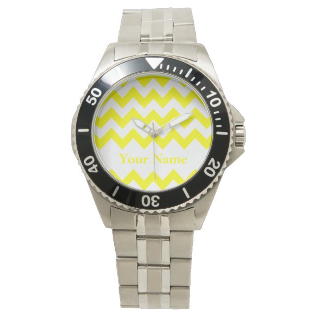 Yellow Bold Chevron with monogram Watch (Front)