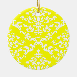 Yellow Bold Damask at Emporiomoffa Ceramic Ornament