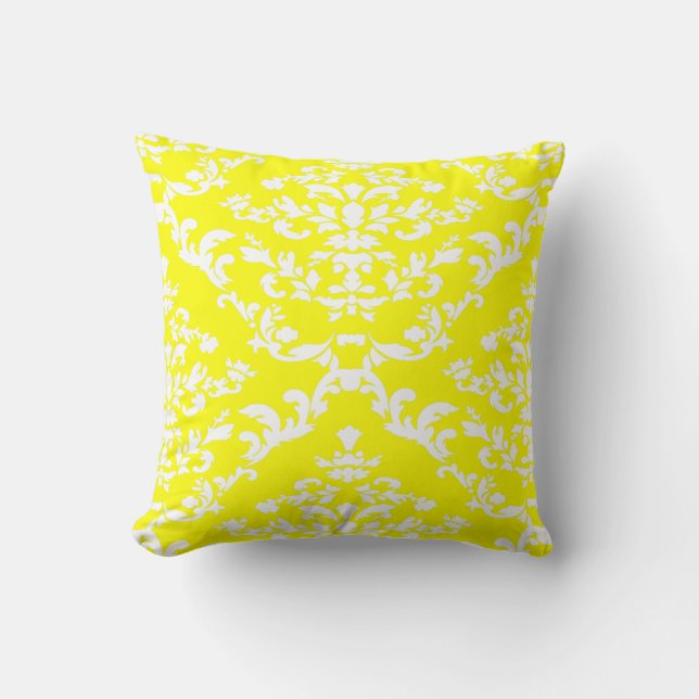 Yellow Bold Damask @ Emporiomoffa Cushion (Front)