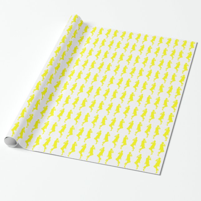 Yellow Bold Mod GoGo Girls Wrapping Paper (Unrolled)