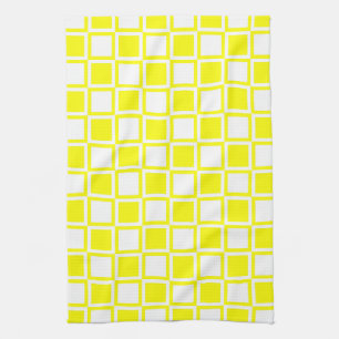 Yellow Bold Mod Squares Tea Towel