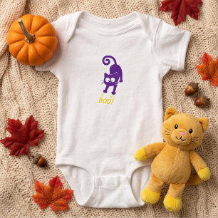 Yellow Boo Purple Cat Hallowee Baby Bodysuit