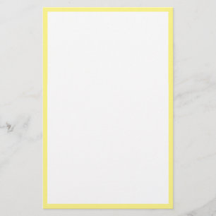 Yellow Border Line Edge White Trendy Classy Custom Stationery