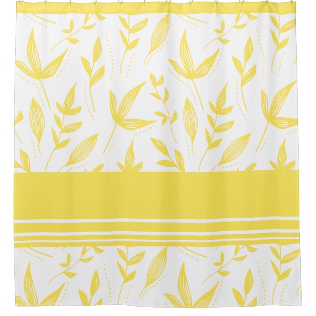 Yellow Botanical Shower Curtain (Front)
