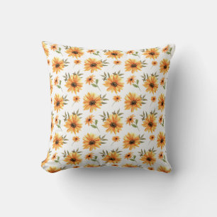 Yellow Botanical Sunflower Greenery Gift Decor Cushion
