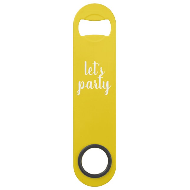 Yellow Bottle Opener: let's party (Front)