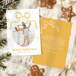 Yellow Bow Christmas Photo Holiday Card