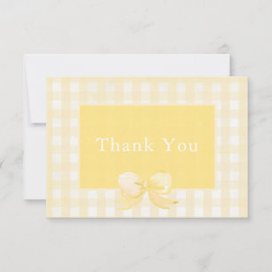 Yellow Bow Gingham Thank You Card