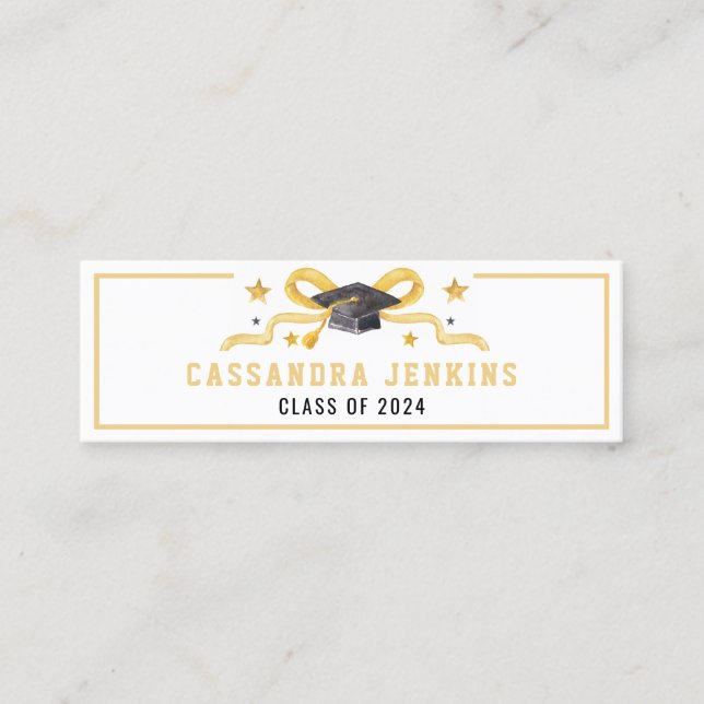 Yellow Bow Graduation Name Card (Front)