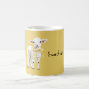 Yellow Bow Lamb Sweetheart Coffee Mug