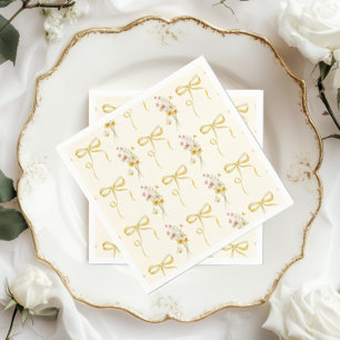 Yellow Bow Summer Wildflowers Baby shower Napkin