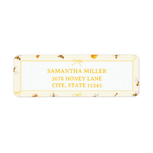 Yellow Bow Whimsical Honey Bee Return Address Label