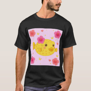 Yellow Boxfish and Hibiscus - Pink T-Shirt