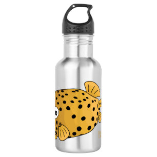 Yellow boxfish cartoon illustration 532 ml water bottle