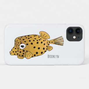 Yellow boxfish cartoon illustration iPhone 11 case