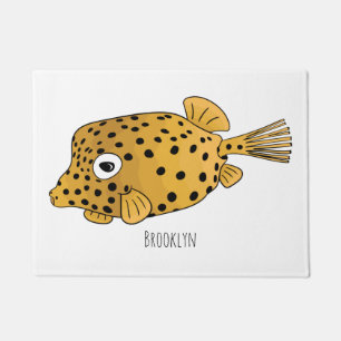 Yellow boxfish cartoon illustration doormat
