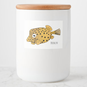Yellow boxfish cartoon illustration food label
