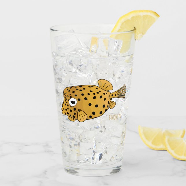 Yellow boxfish cartoon illustration glass (Back Ice)