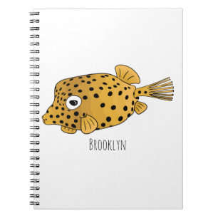 Yellow boxfish cartoon illustration notebook