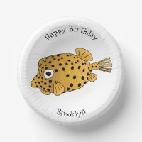 Yellow boxfish cartoon illustration