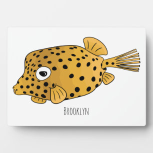 Yellow boxfish cartoon illustration plaque