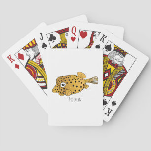 Yellow boxfish cartoon illustration playing cards